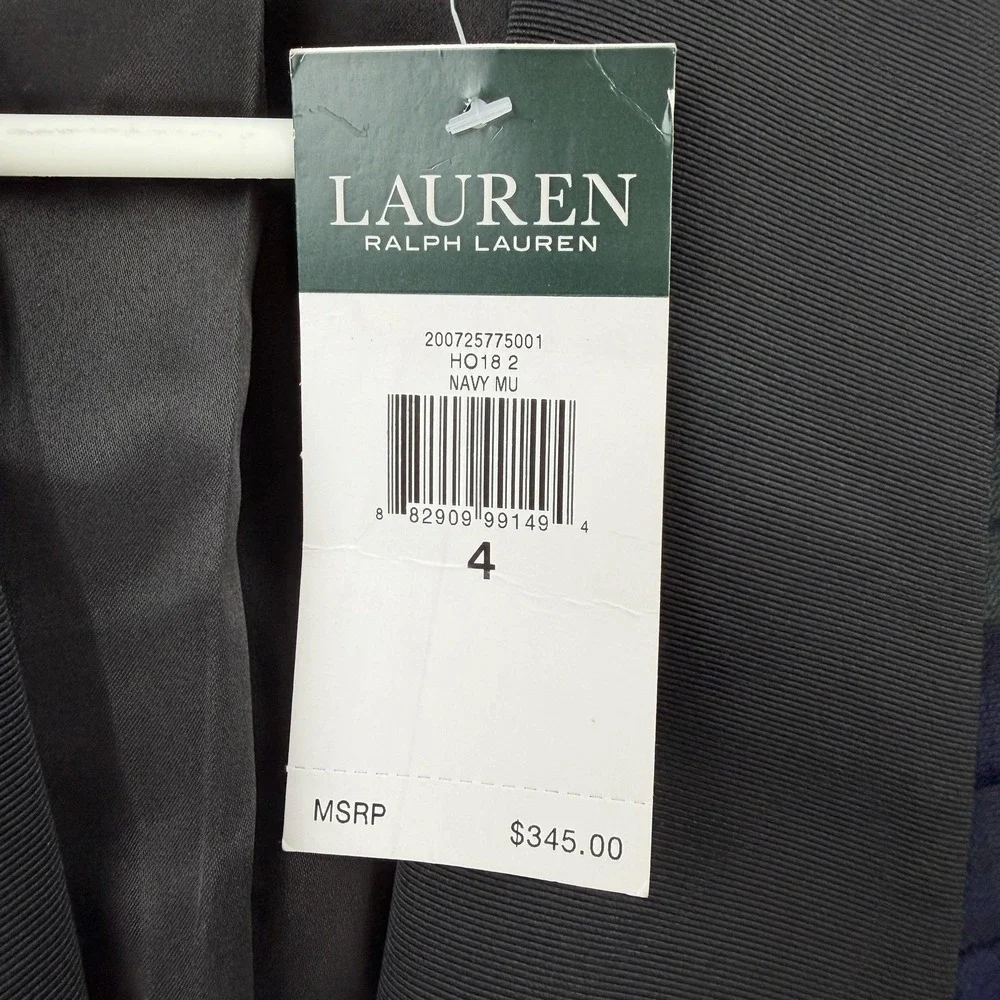 Lauren Ralph Lauren Blazer Womens 4 Blue Plaid Tuxedo Shawl Collar Jacket NWT - Picture 6 of 12